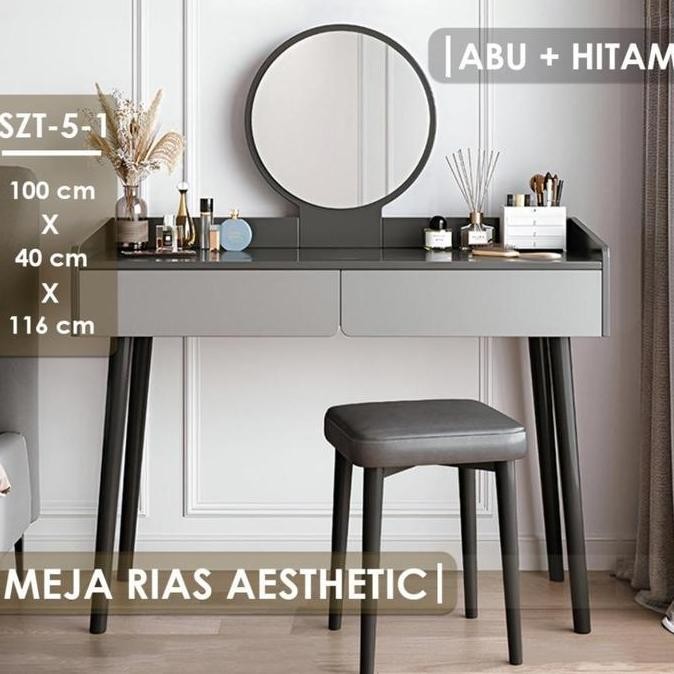 Gudang DTG Meja Rias Dengan Cermin/ Rak Kosmetik Minimalis / Dressing Table/Meja Minimalis Meja Kama