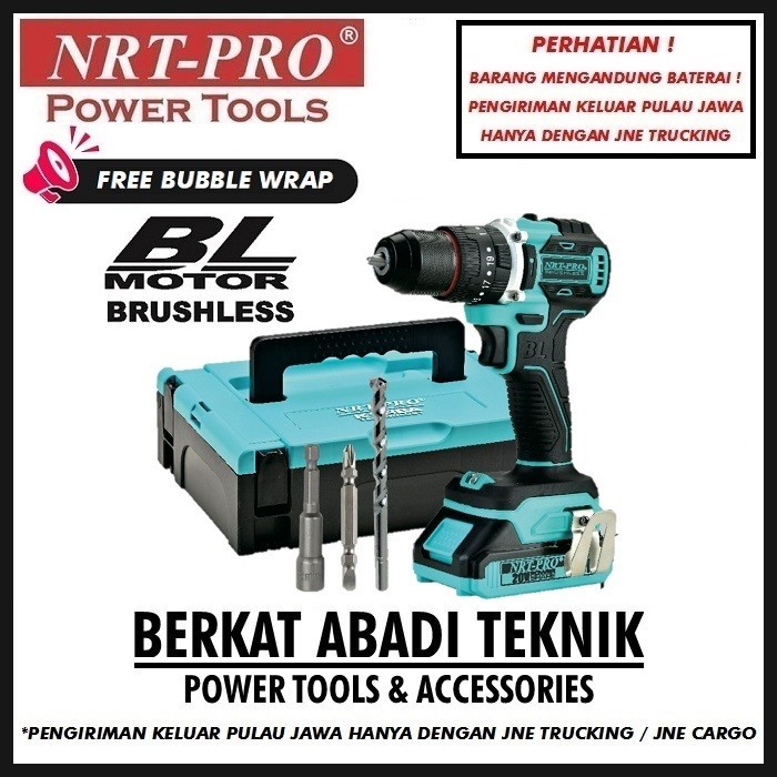 Nrt-Pro Dc 740 Mesin Bor Cordless Drill Set 20V Baterai Impact Dc740