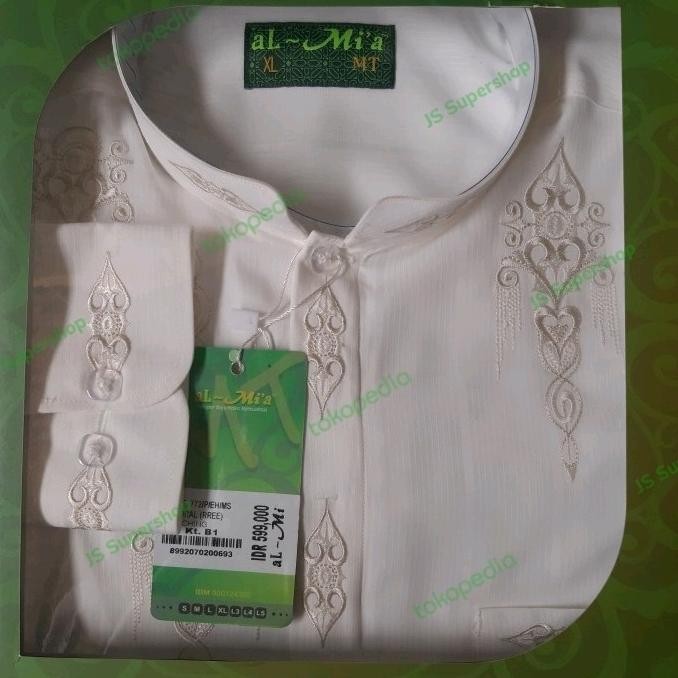 Baju koko almia al mia al-mi'a al-mia MT lengan panjang putih pria
