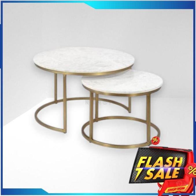 MEJA TAMU MINIMALIS BULAT COUPLE GOLD NG-007 besi furniture Table furniture ruang tamu/meja tamu aes