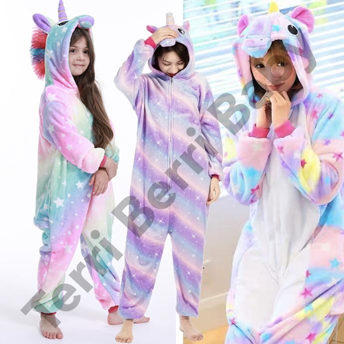 BAJU KOSTUM ONESIE UNICORN ANIMAL DEWASA ONE SIE KUDA PONI KIGURU BINATANG PIAMA HEWAN PIYAMA COSPLA