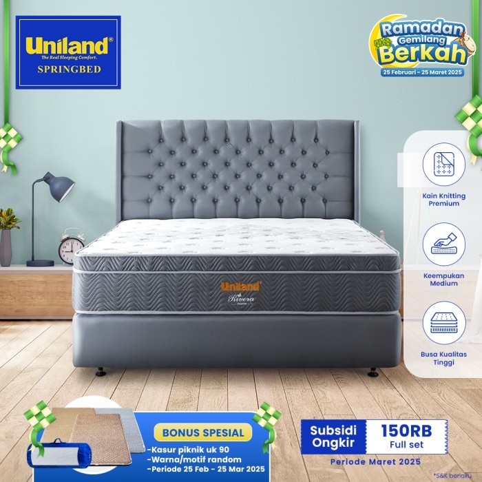 Uniland Springbed 160 x 200 Rivera Plushtop Paris Spring Bed Full Set