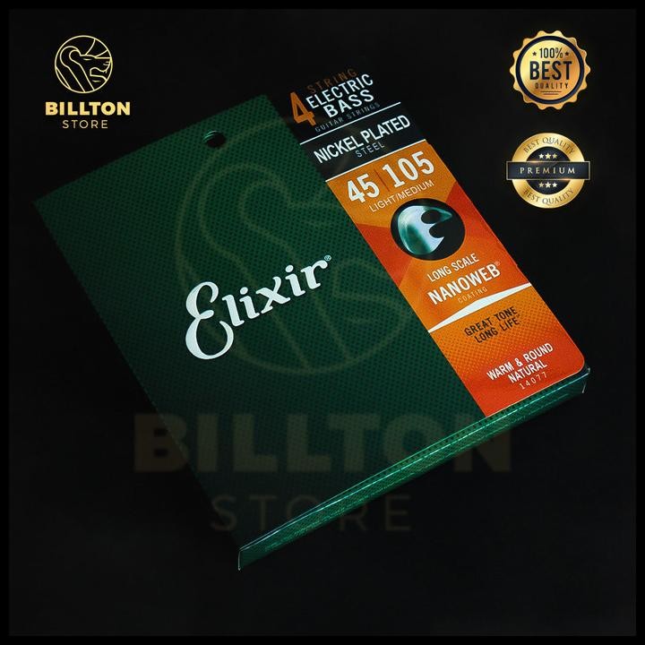Terlaris Senar Bass Elektrik Elixir 4 String Nickel Plated Steel Nanoweb 45/105 Good Quality