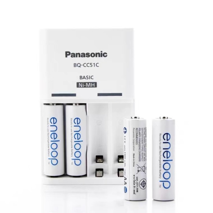 Charger Baterai Panasonic Eneloop + Baterai Aa 4Pcs, Charger Eneloop