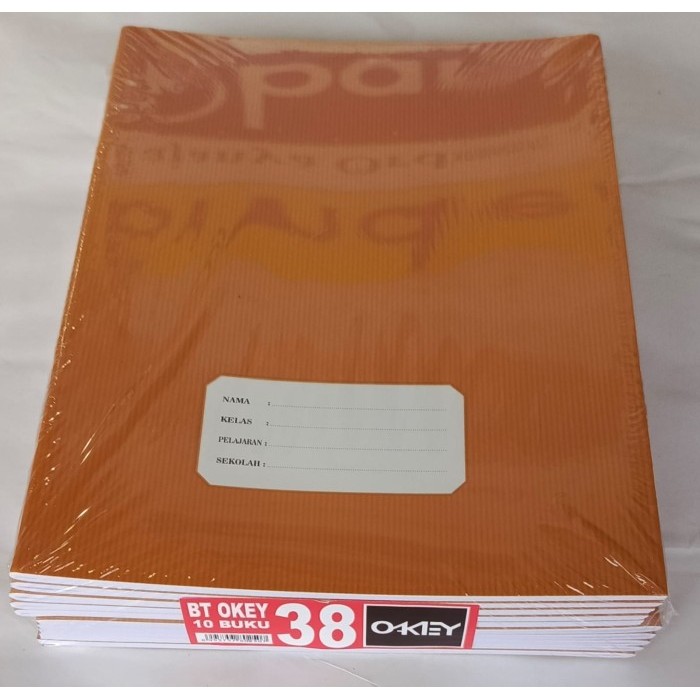 

KOMPLIT BUKU TULIS COKLAT MERK OKEY 38LBR ( 1 PACK 10 BH ) KODE 77