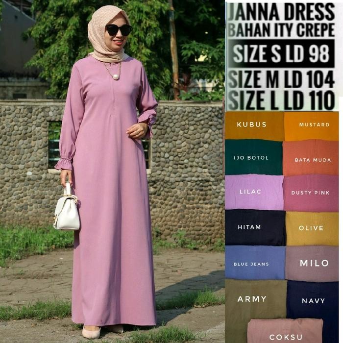 Janna Dress Gamis Busui Bumil Polos Harian Basic