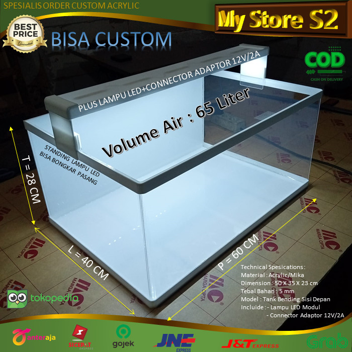 CUSTOM AKRILIK AQUARIUM TANK BENDING 60X40X28 CM