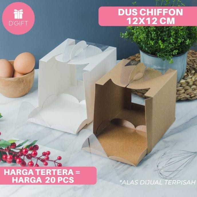Murah 20Pcs-Dus Chiffon Mini/Dus Kue/Kotak Kue/ Carry Box/Giftbox Kue