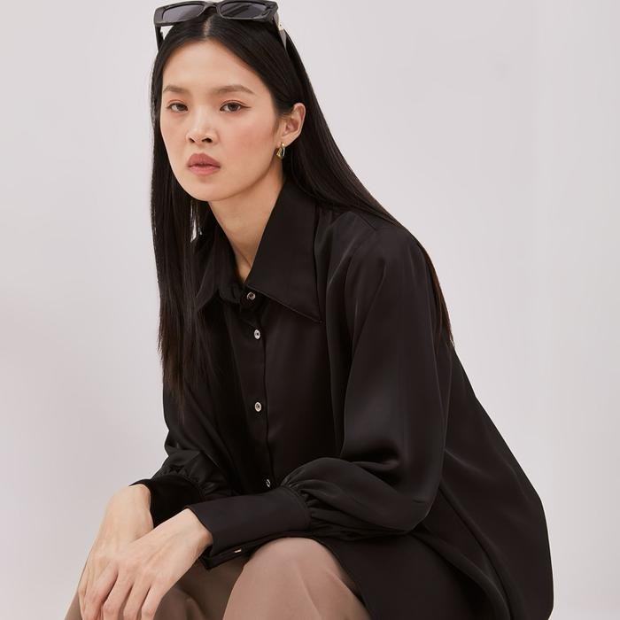 TIMELESS SHIRT SATIN KEMEJA BY HABA - KEMEJA SATIN