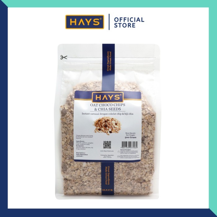 

PROMO Oatmeal Choco Chips & Chia seed 500 GRAM/ Instant oatmeal cokelat HAYS