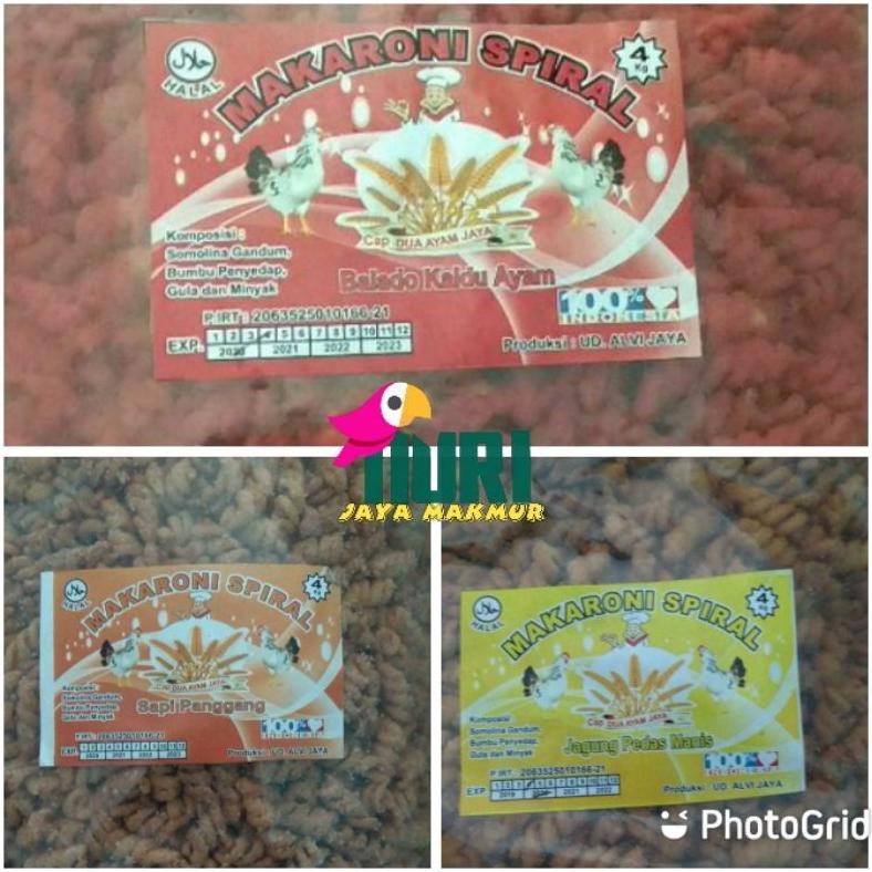 

BISA COD makaroni spiral /fusili 1kg aneka rasa ad-532