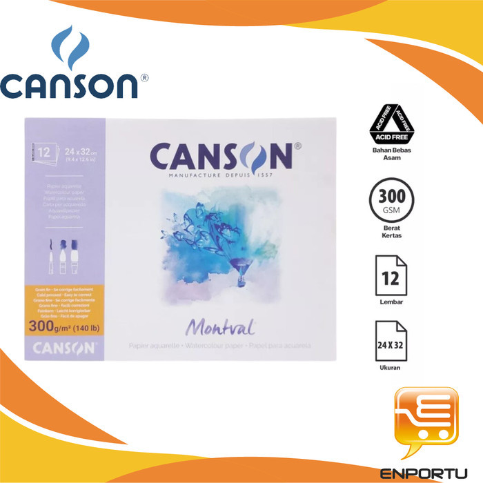 

CANSON Montval 24X32 Cold Pres 300gsm 12 Sheet/ Kertas Cat Air