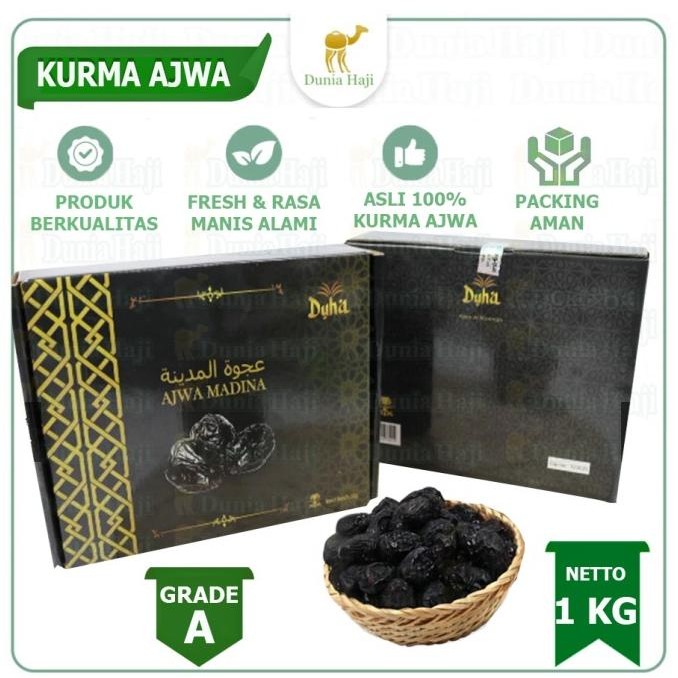

Dunia Haji - Kurma Ajwa (Kurma Nabi Asli Madinah) 1Kg Original Dan Terpercaya