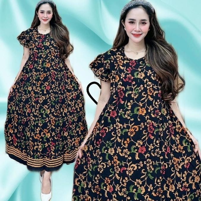 Daster Klok Batik Cap Multi Colour - Daster Jumbo Panjang Busui Bahan Rayon Premium By Batik Cincaro