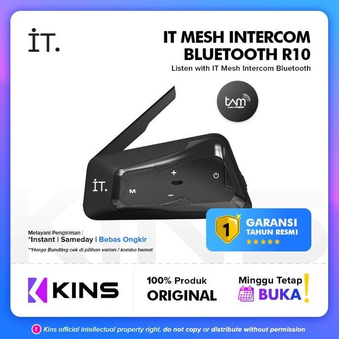 IT R10 Mesh Intercom Bluetooth Headset R10 Garansi Resmi TAM - Black