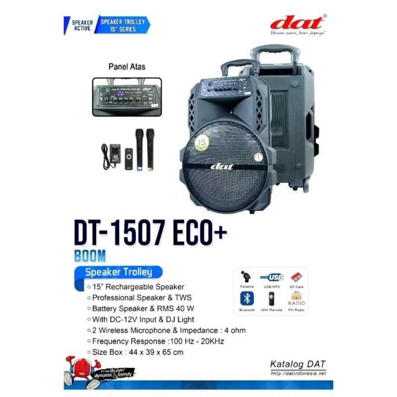 Speaker Portable DAT 15inch DT 1507 / DAT DT1507 BOOM ECO+
