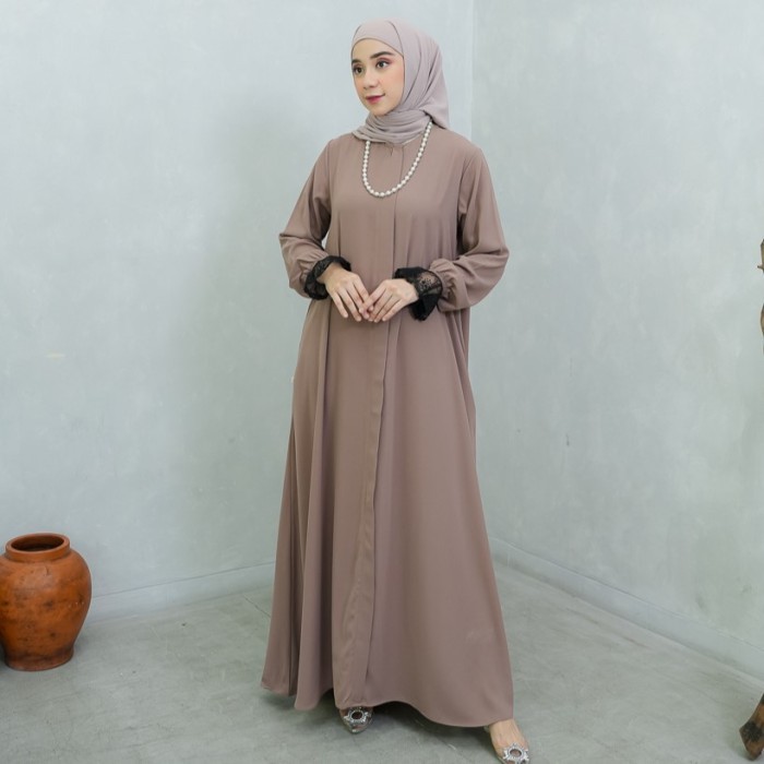 Odeca Sara Lace Dress Gamis Polos Syar'I