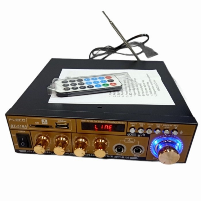 Fleco Amplifier Bluetooth Bt-518A/Power Amplifier Salon Aktif/Ampli