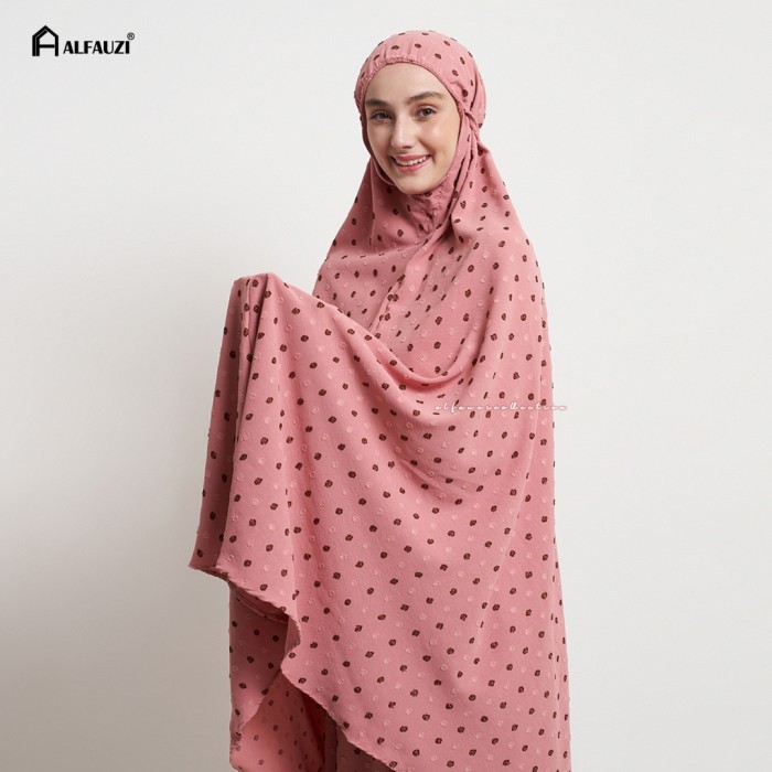 Ready Alfauzi - Mukena Dewasa Crinkle Dot Twotone Uragiri Airflow Premium Termurah