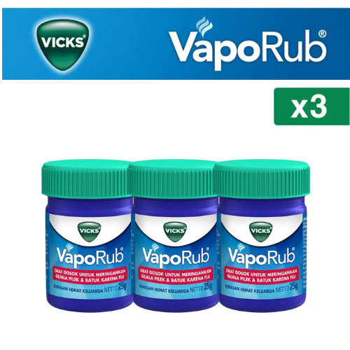 Vicks Vaporub Balsem Meringankan Gejala Batuk dan Pilek 25gr - Isi 3
