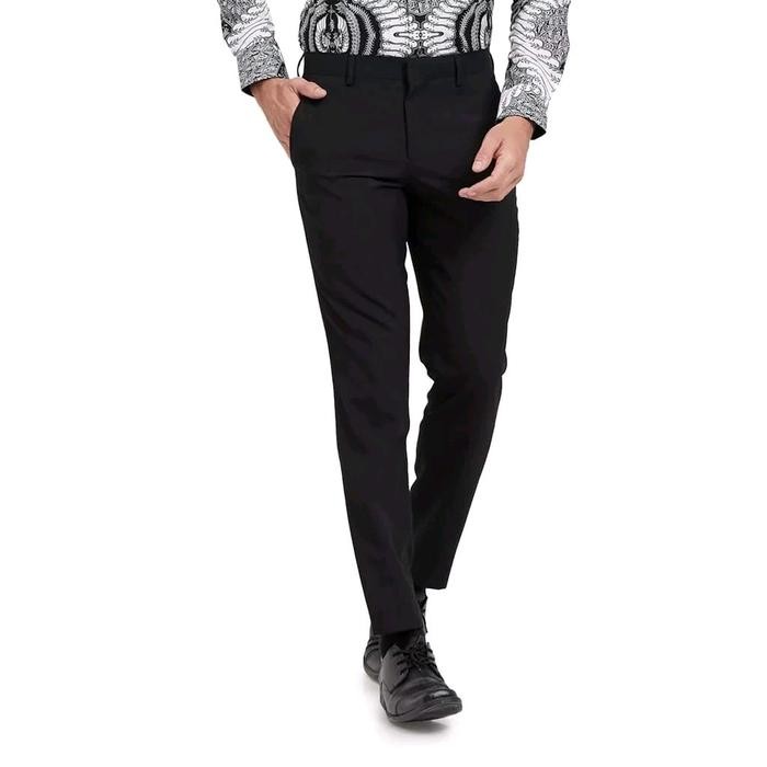 Celana Panjang Formal Alisan Celana Bahan Kerja Slimfit Hitam Nyaman
