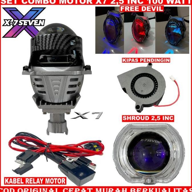 Ready  X-7Seven - Combo Paket Hemat Motor Biled X7 2,5 Inc 100 Watt Biled X-7Seven Biled Projector P