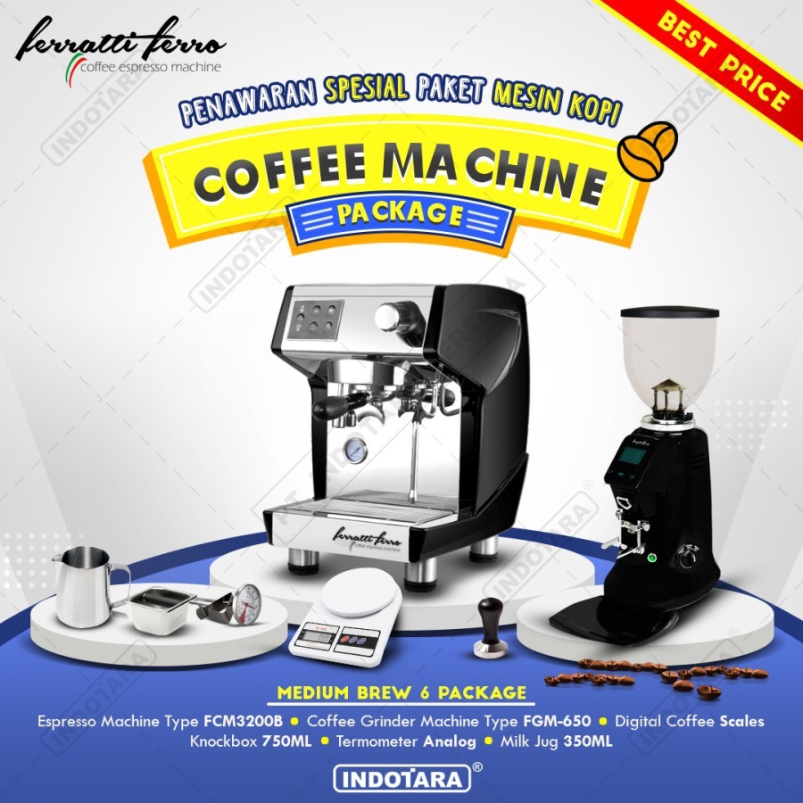 Paket Mesin Kopi Espresso / Mesin Kopi Ferratti Ferro - Medium Brew 6