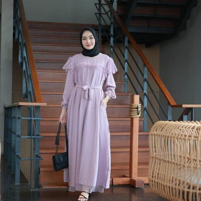 Mira Dress Tile Doty - Brukat Party Gamis Maxy Remaja Brokat Wanita Muslim Kondangan Terlaris