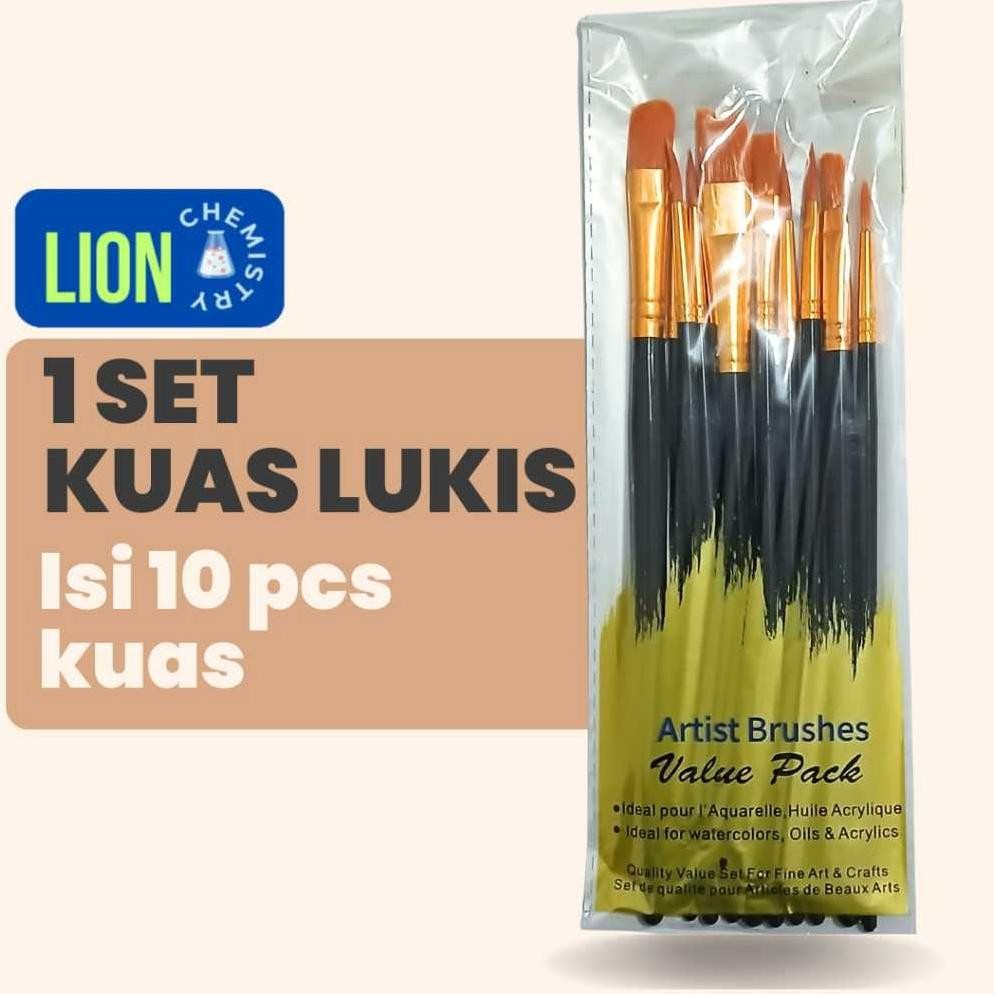 

Zai-2530 1 Set Kuas Luks Isi 10 Pcs Berbagai Jenis Kuas Lukis