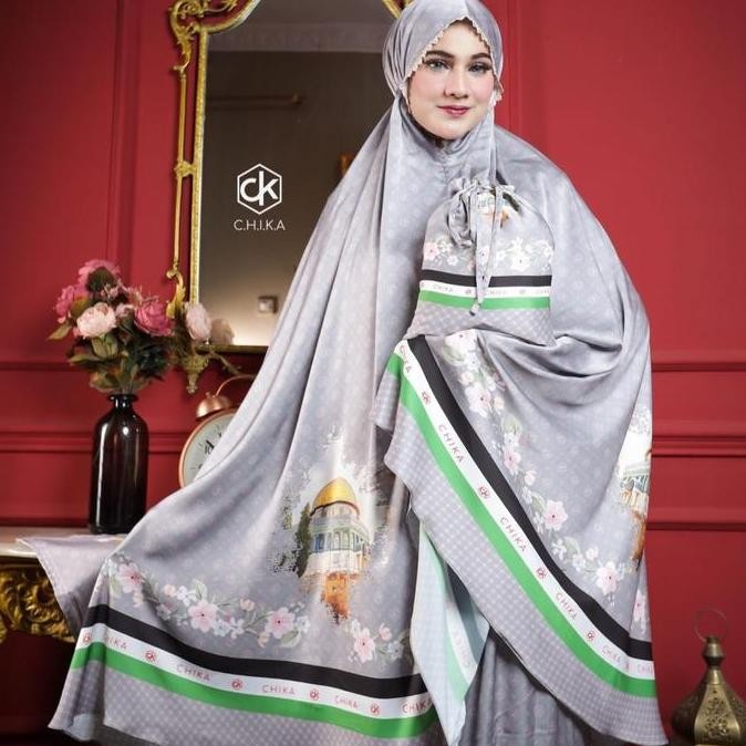 Spesial Mukena Sutra Printing / Mukena Palestina / Mukena Set Sajadah / Mukena Chika