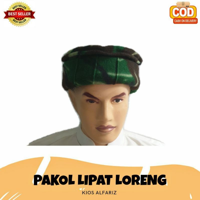 Peci Pakol lipat dengan motif loreng army