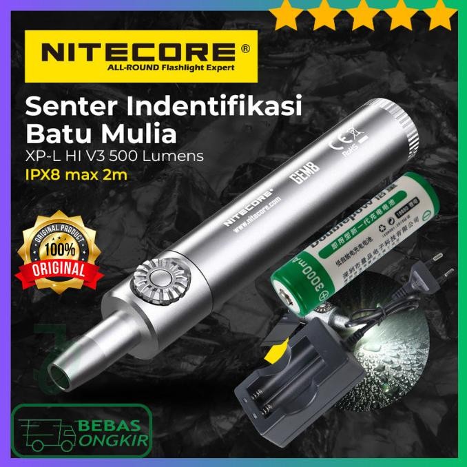 Promo Bundling 3 In 1 Senter Batu Akik Gem 8 + Baterai 18650 + Charger