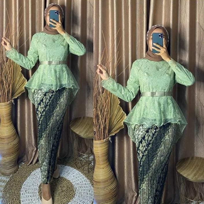 CR - (BISA ) SETELAN KEBAYA MODERN SELENDANG/KEBAYA WISUDA/KEBAYA BRUKAT MODERN/KEBAYA TILLE SELENDA