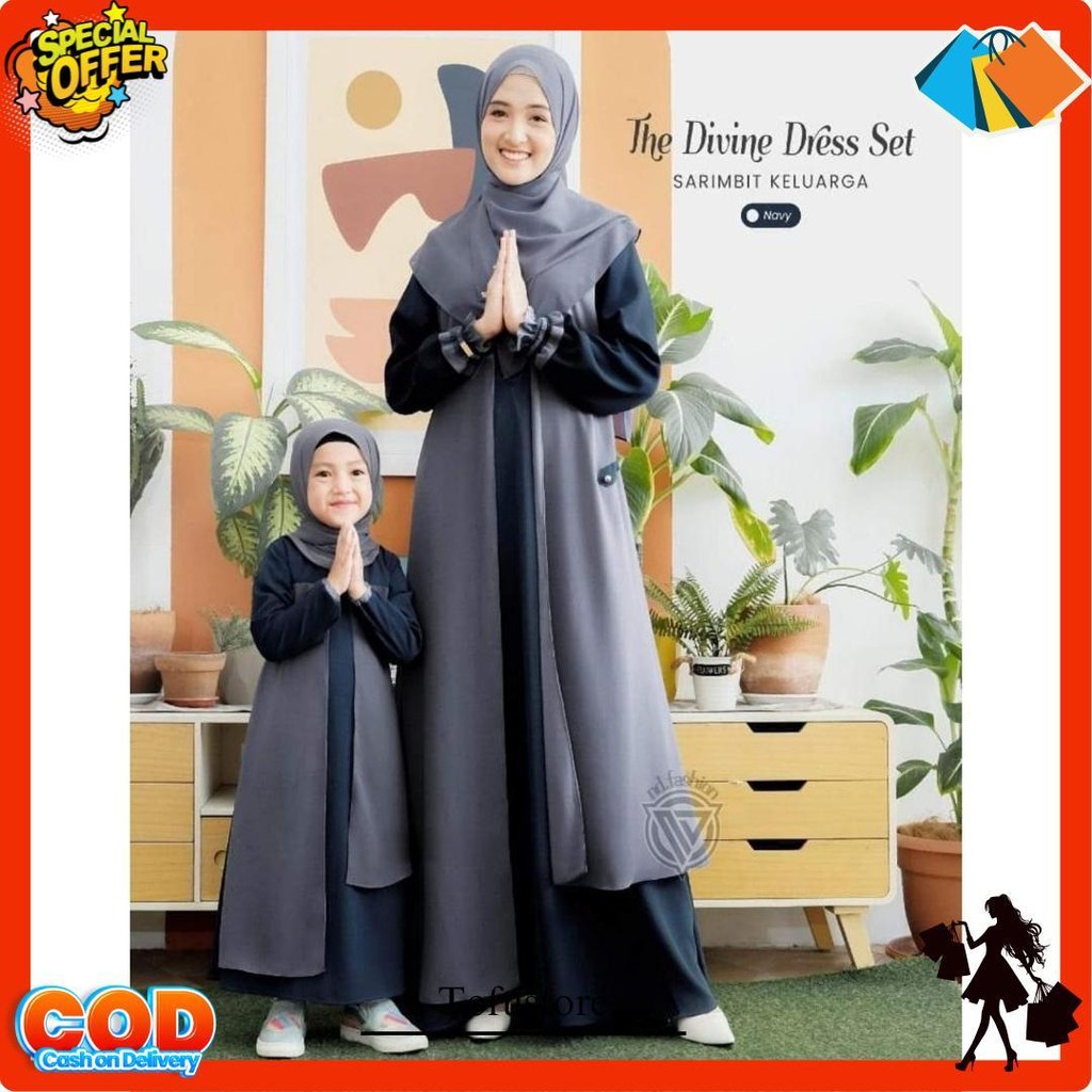 Gamis Terbaru Couple Ibu Dan Anak Perempuan Umur 3 Tahun Sampai 16 Tahun Baju Gamis Set Hijab Termur
