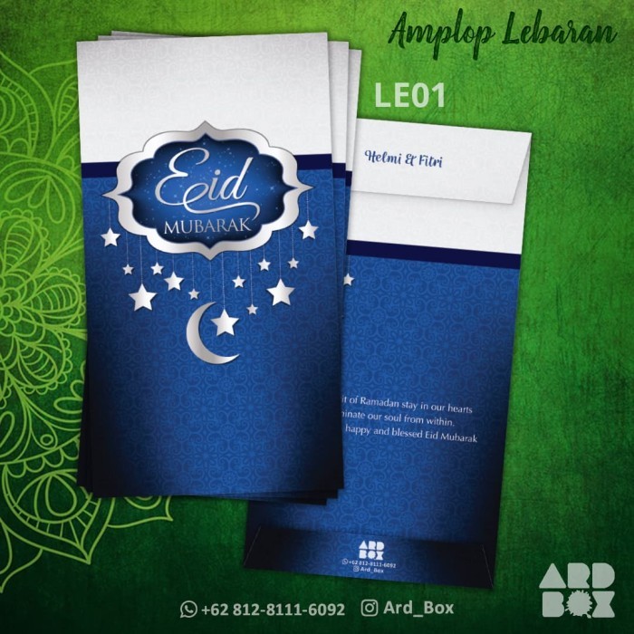 

New! Amplop Angpao Lebaran Ramadan Idul Fitri Custom Eid Mubarak Blue LE01 Idul Fitri