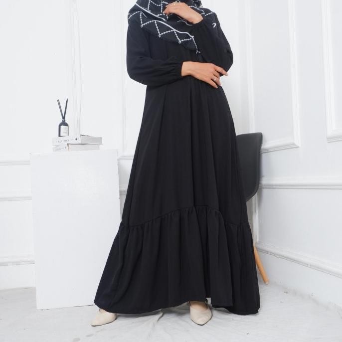 Promo, Abaya Gamis Polos Hitam Jetblack Diana Rempel - Abaya Saudi Gamis Arab