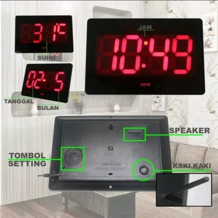 Tebaru Jam LED Jam Digital Jam Masjid Dinding Masjid 3316 Berkualitas