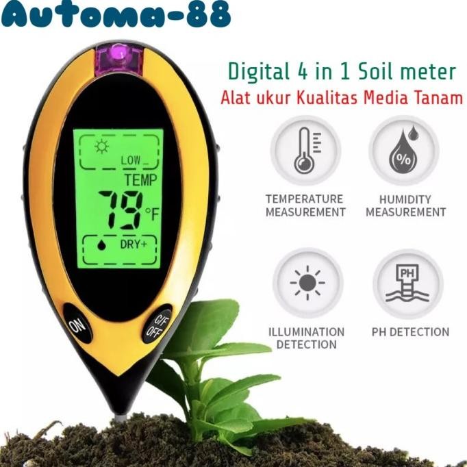 Digital 4 in 1 Soil meter test alat ukur PH moisture temperature tanah [terbaik]