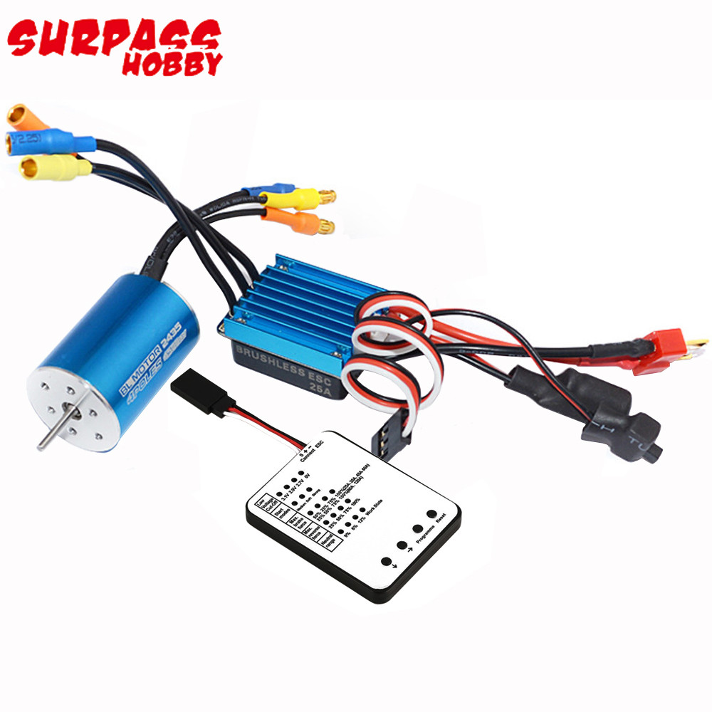 SMOON Surpass Hobby 2430 5800KV 7200KV 2S Brushless Motor Waterproof 25A 2S ESC For 1/16 1/18 RC Car