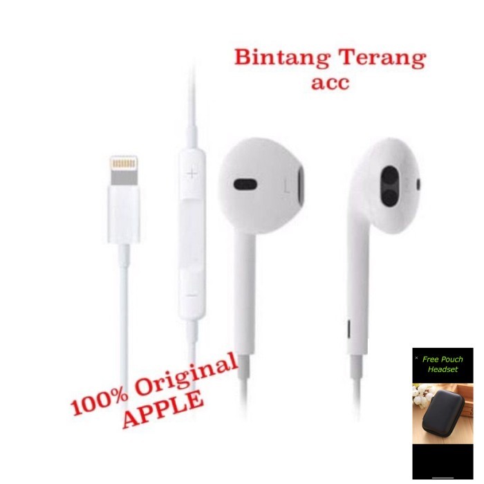 Headset Handsfree Earphone Iphone 7 7+ 8 8+ X Original Lightning Jack