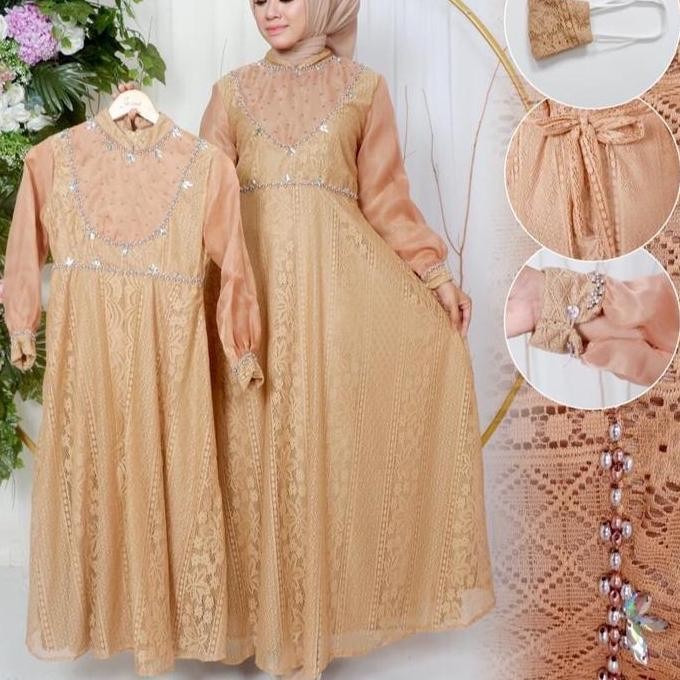 Best Promo, Couple Gamis Brukat Ibu Dan Anak/Gamis Ibu Dan Anak