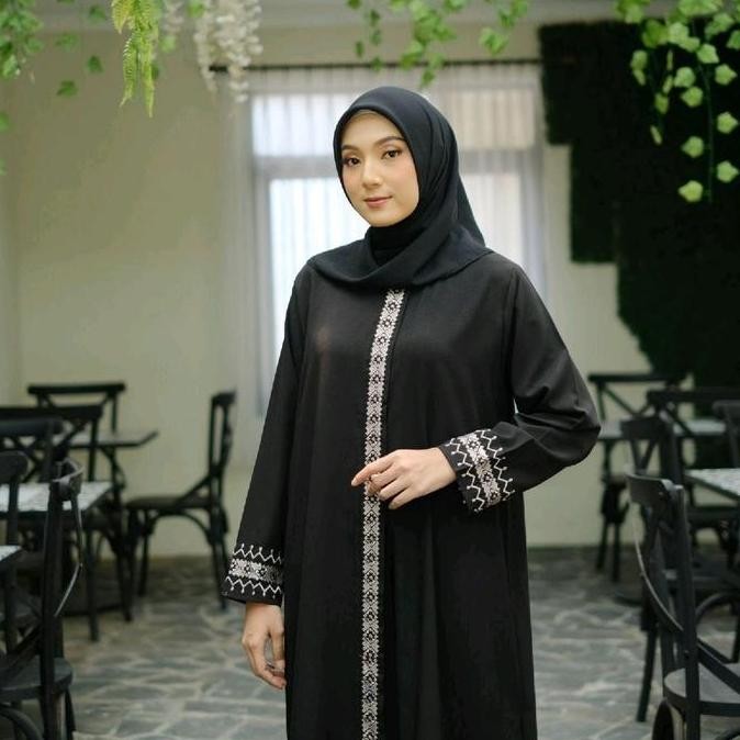 Best Item, Cod Abaya Hitam Jumbo Mewah Bahan Rosecrepe Ld 90 100 110 120 130 140Cm/Ukuran M L Xl Xxl