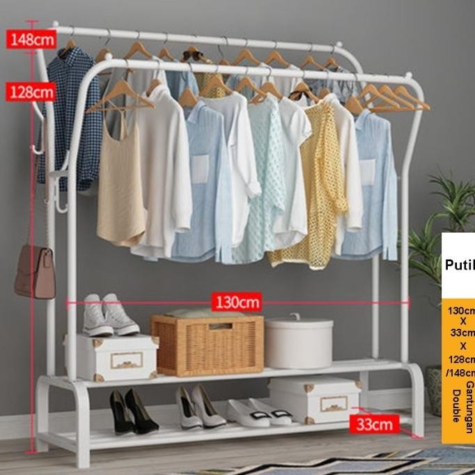 Jemuran Baju Besi Bongkar Pasang Rak Hanger Gantungan Pakaian DOUBLE LDS