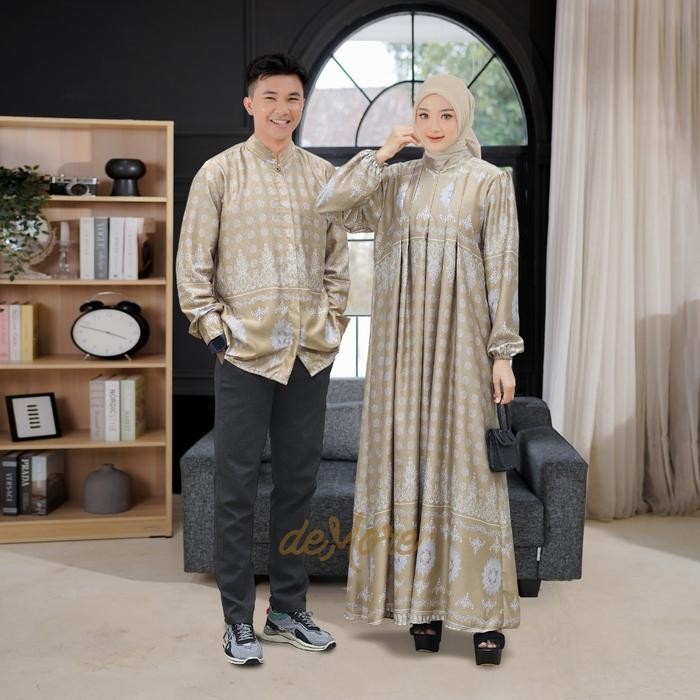 Demore - 2in1 Setelan Couple Lebaran - Kamitha Gamis Koko Remaja Motif Elegan (Abaya+Koko) Outfit