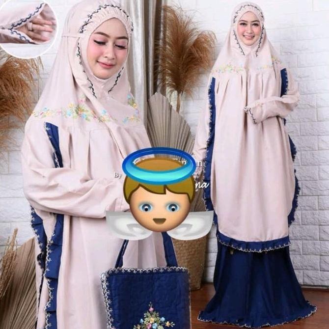 Diskon Mukena Dewasa Mewah Tunik Berlengan  Katun  Bordir Cantik Jumbo