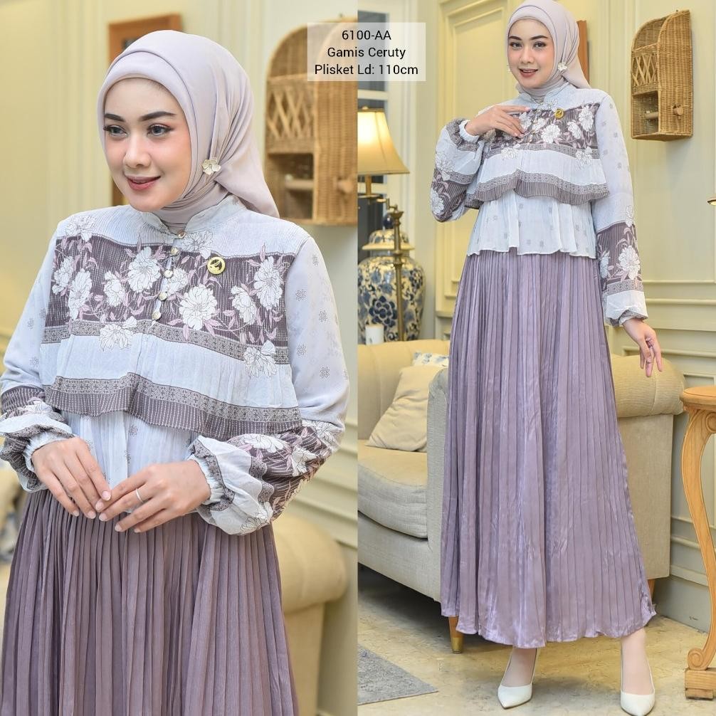 Gas Plisket Ceruty Preum Umpak Maxy Dress Busui