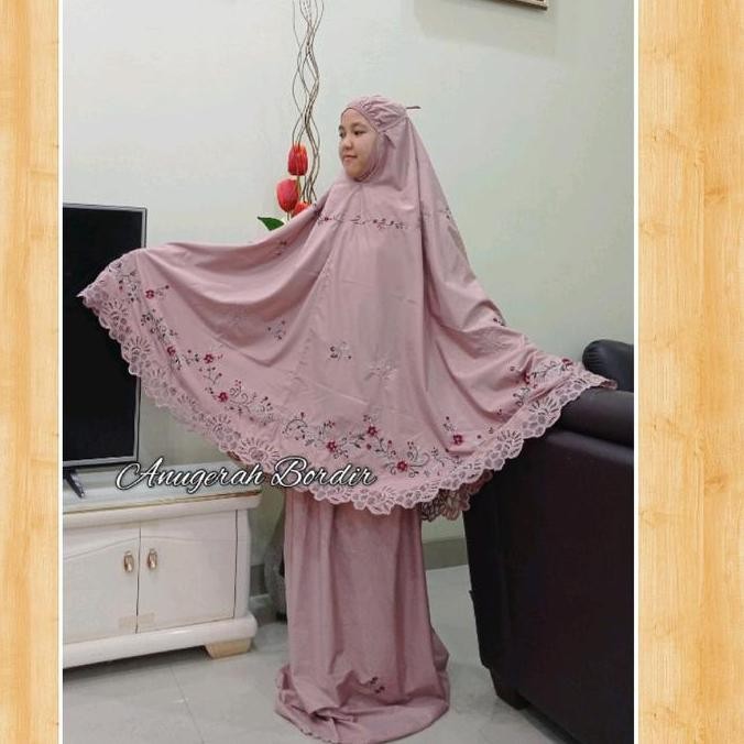 Terjangkau Setelan Mukena Bordir Kerancang Mix Sulam Tangan ( Handmade)