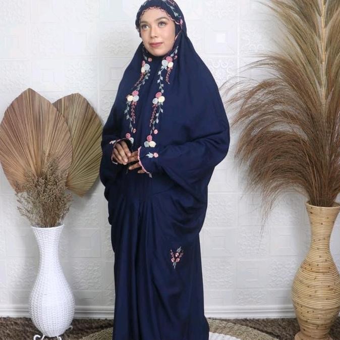 Miliki Galeri Lyla - Mukena Dewasa Terusan/Lajuran Katun Rayon Bordir - Tile Rambatan