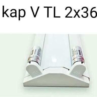 Kap Lampu Tipe V Ukuran 2X36Watt Tl Led Merek Philips