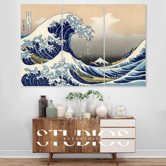 #ART01 THE GREAT WAVE OFF KANAGAWA HOKUSAI DEKOR DEKORASI LUKISAN JEPANG JAPAN JAPANESE CHINESE CHIN